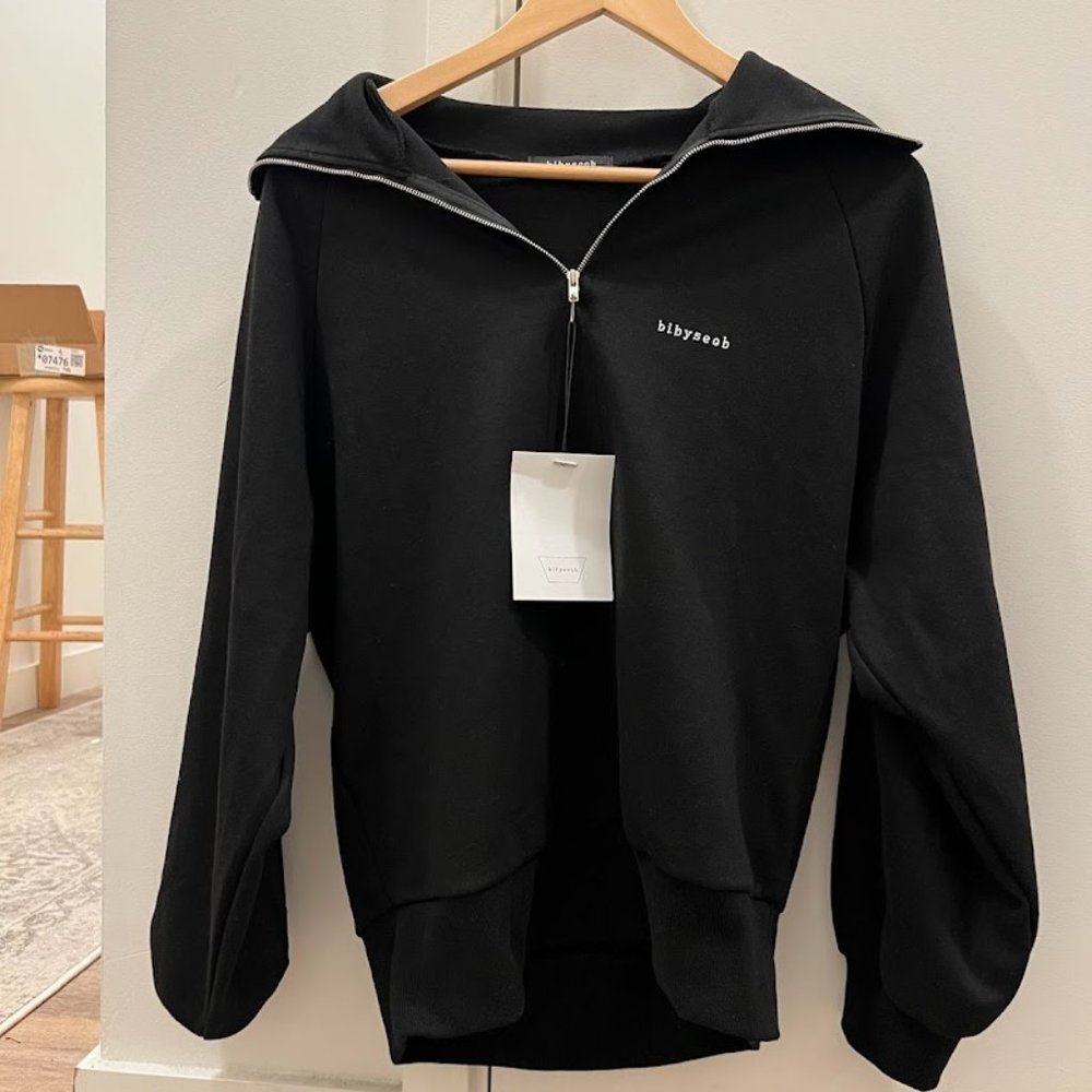 Oversize black quarter zip sweatshirt / sweater